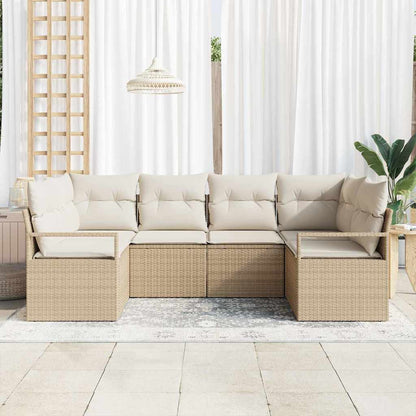 Set di divani con cuscino 6 pcs Beige polyrattan