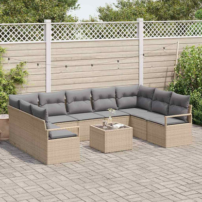 Set di divani con cuscino 10 pcs Beige Polyrattan