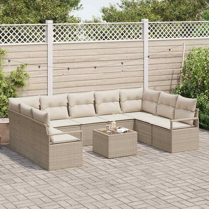 Set di divani con cuscino 10 pcs Beige Polyrattan