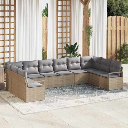 Set di divani con cuscino 10 pcs Beige Polyrattan