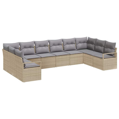 Set di divani con cuscino 10 pcs Beige Polyrattan
