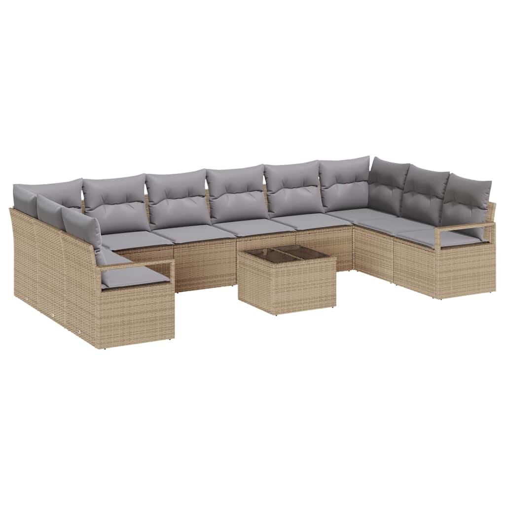 Set di divani con cuscino 11 pcs Beige Polyrattan