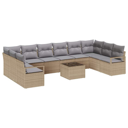 Set di divani con cuscino 11 pcs Beige Polyrattan