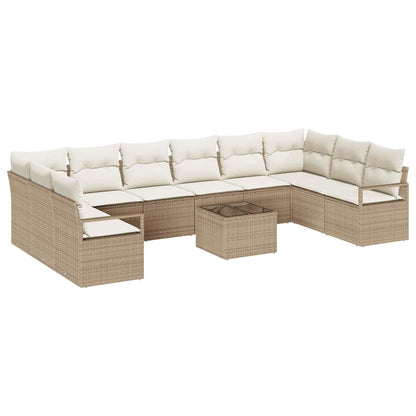Set di divani con cuscino 11 pcs Beige Polyrattan