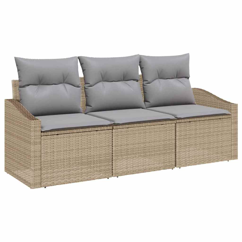 Set di divani con cuscino 3 pcs Beige polyrattan