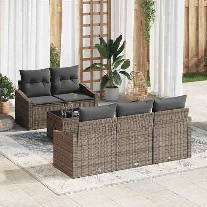 Set di divani con cuscino con cuscino 6 pcs Grigio polyrattan