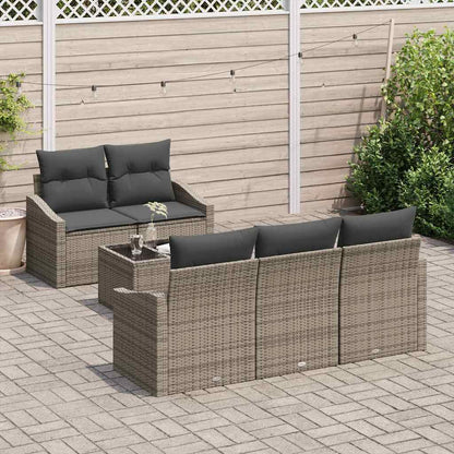 Set di divani con cuscino con cuscino 6 pcs Grigio polyrattan