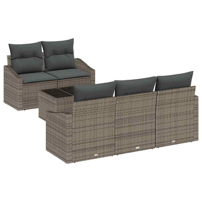 Set di divani con cuscino con cuscino 6 pcs Grigio polyrattan