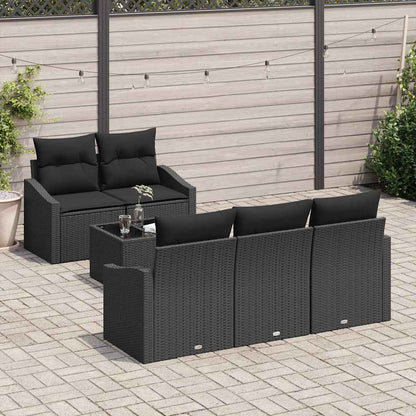 Set di divani con cuscino con cuscino 6 pcs Nero polyrattan