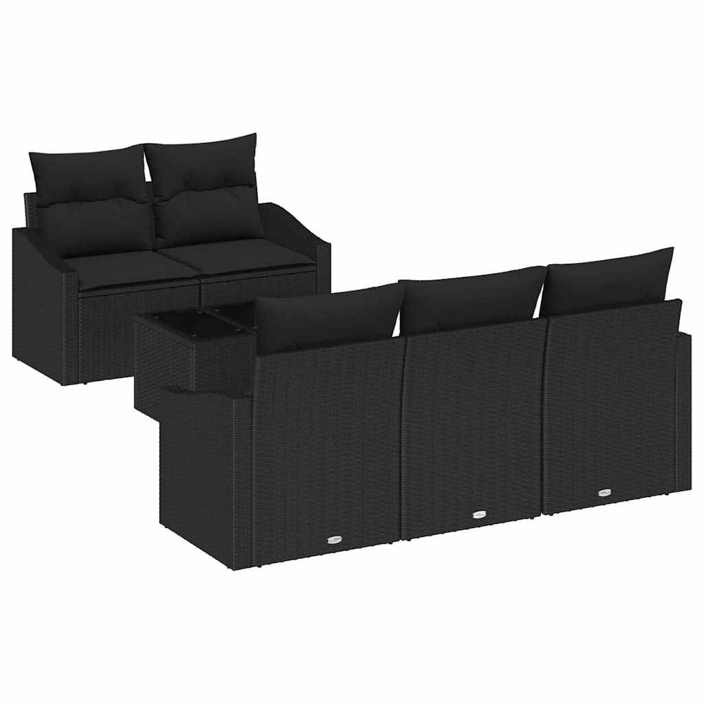 Set di divani con cuscino con cuscino 6 pcs Nero polyrattan