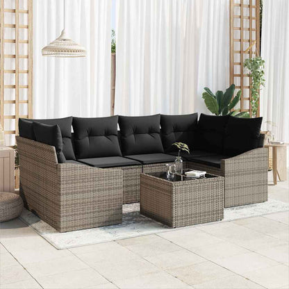 Set di divani con cuscino con cuscino 7 pcs Grigio polyrattan