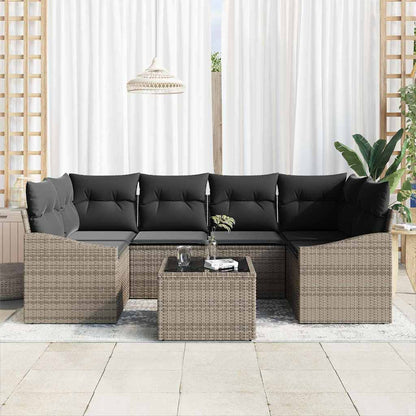 Set di divani con cuscino con cuscino 7 pcs Grigio polyrattan