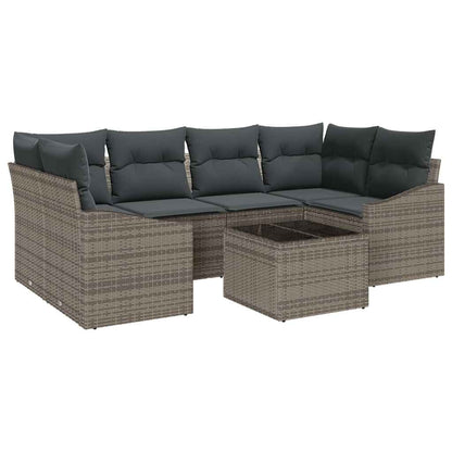 Set di divani con cuscino con cuscino 7 pcs Grigio polyrattan