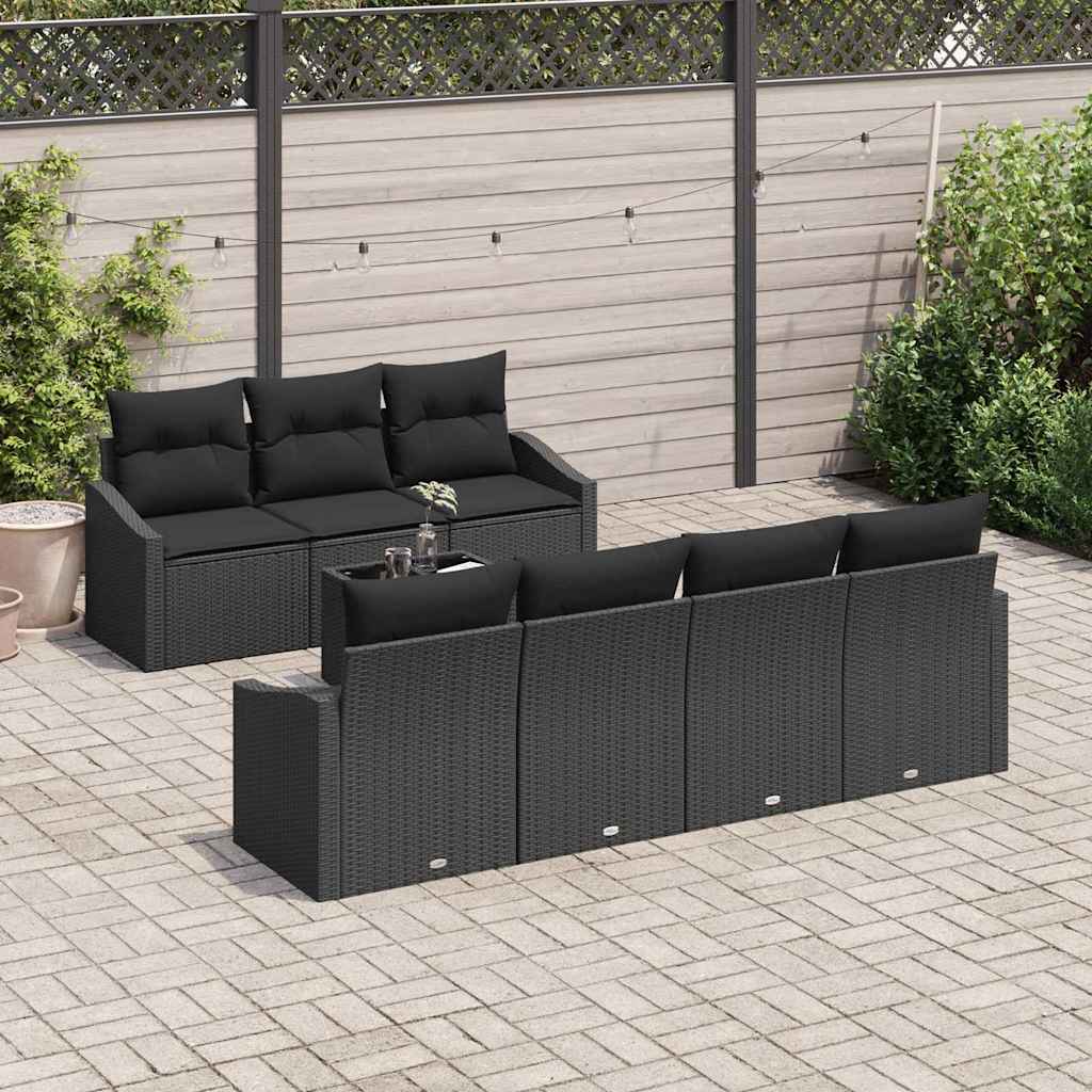 Set di divani con cuscino con cuscino 8 pcs Nero polyrattan