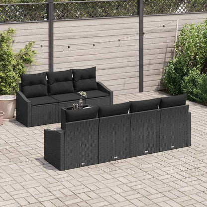 Set di divani con cuscino con cuscino 8 pcs Nero polyrattan