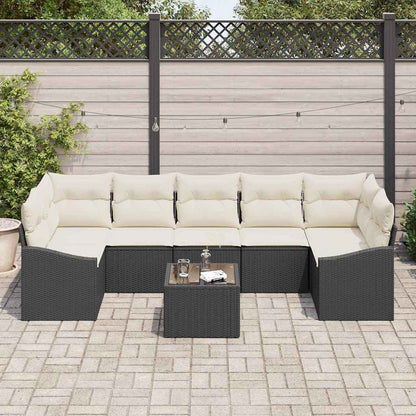 Set di divani Nero e Crema 55 x 55 x 37 cm polyrattan