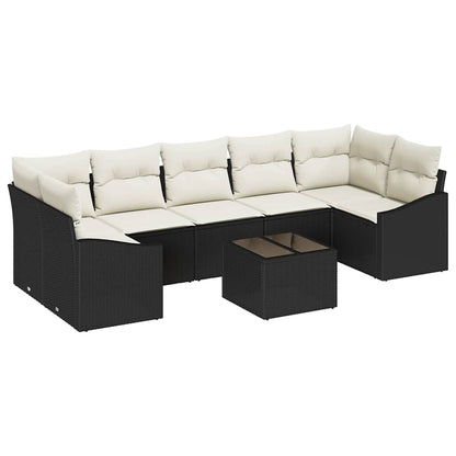 Set di divani Nero e Crema 55 x 55 x 37 cm polyrattan