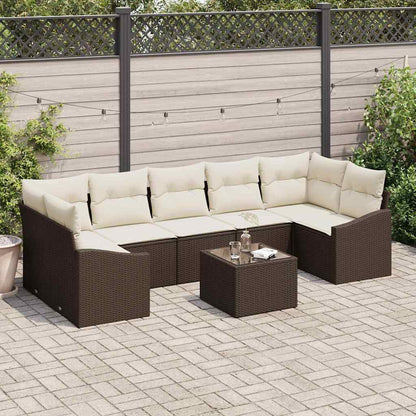 Set di divani Marrone e Crema 55 x 55 x 37 cm polyrattan