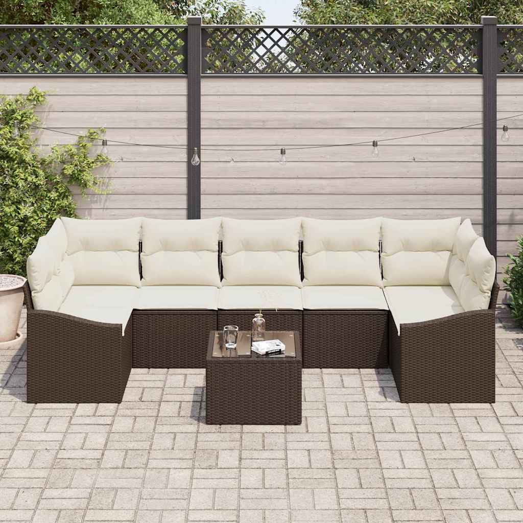 Set di divani Marrone e Crema 55 x 55 x 37 cm polyrattan