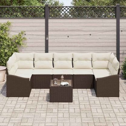 Set di divani Marrone e Crema 55 x 55 x 37 cm polyrattan