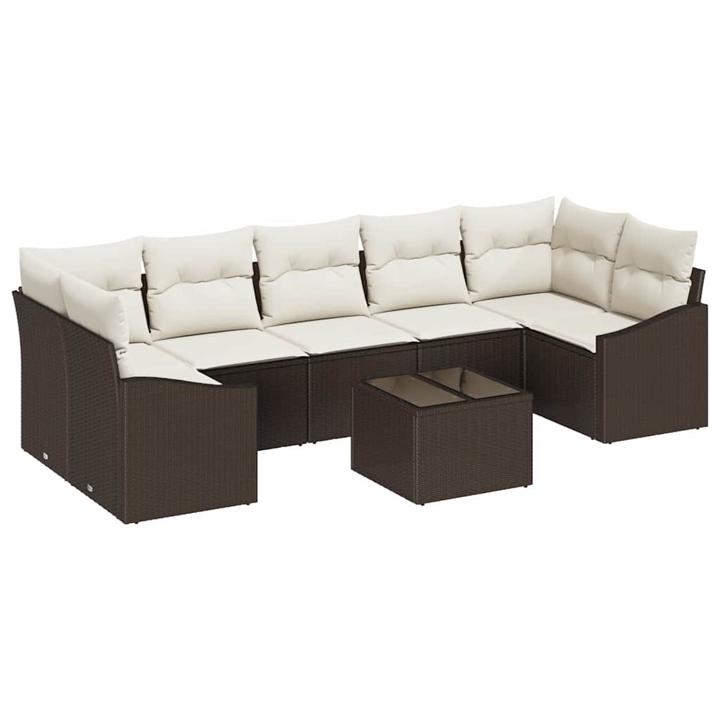 Set di divani Marrone e Crema 55 x 55 x 37 cm polyrattan