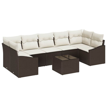 Set di divani Marrone e Crema 55 x 55 x 37 cm polyrattan
