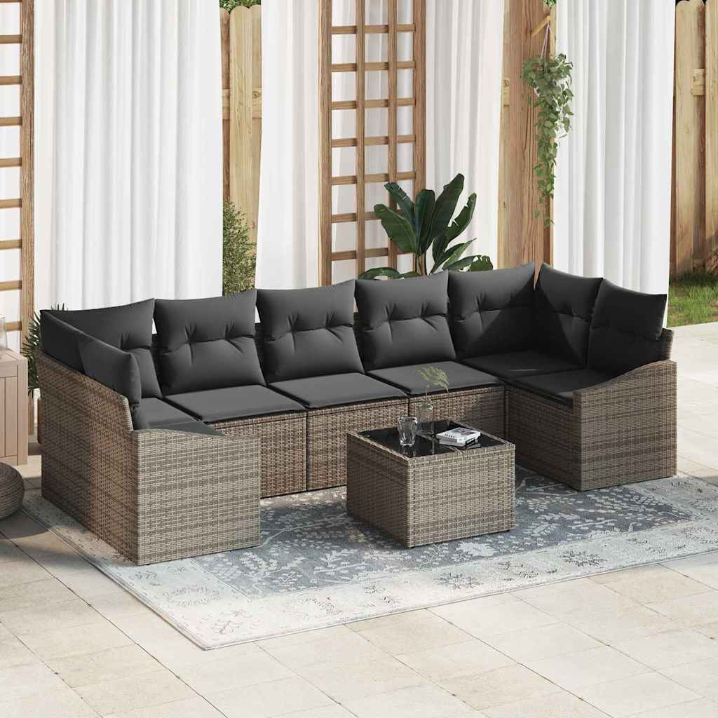 Set di divani con cuscino Grigio 55 x 55 x 37 cm polyrattan