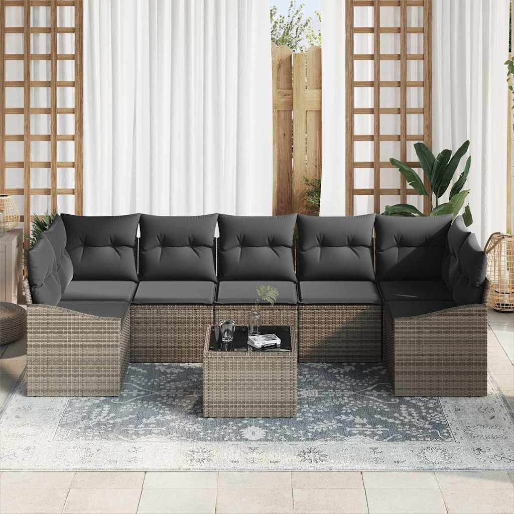 Set di divani con cuscino Grigio 55 x 55 x 37 cm polyrattan