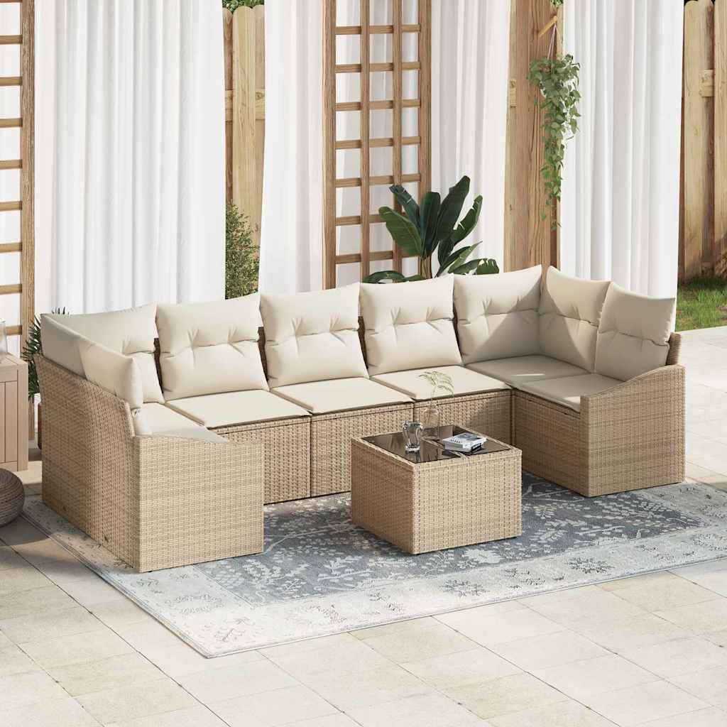 Set di divani Beige e Crema 55 x 55 x 37 cm polyrattan