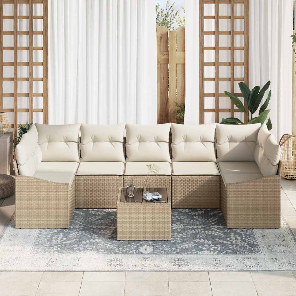 Set di divani Beige e Crema 55 x 55 x 37 cm polyrattan