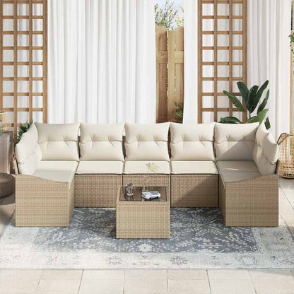 Set di divani Beige e Crema 55 x 55 x 37 cm polyrattan