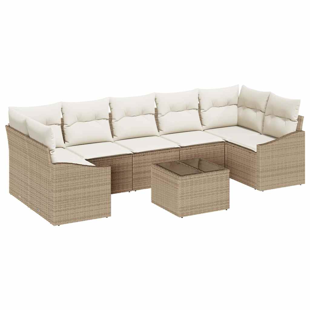 Set di divani Beige e Crema 55 x 55 x 37 cm polyrattan