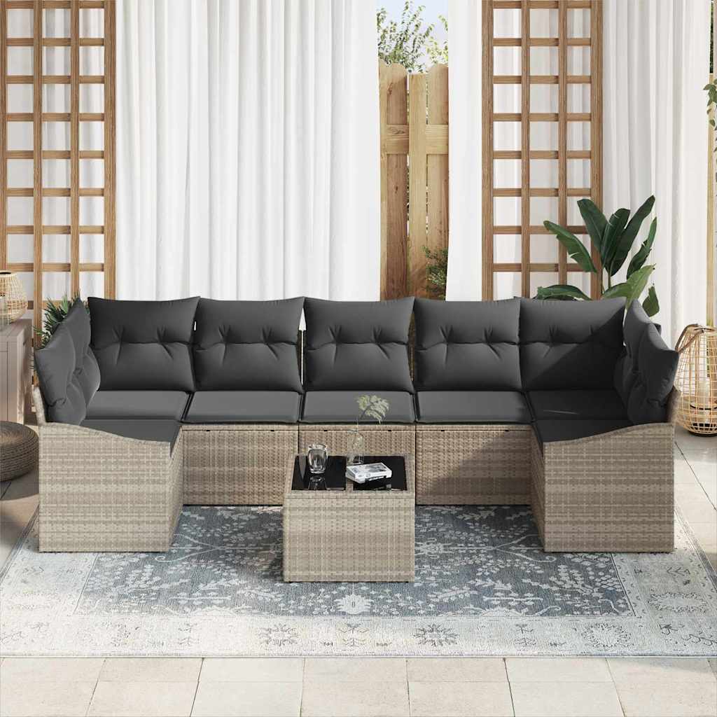 Set di divani Grigio chiaro 55 x 55 x 37 cm polyrattan
