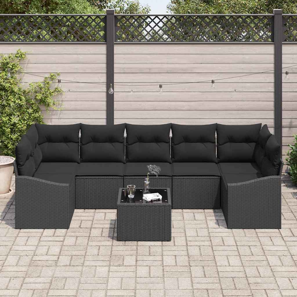 Set di divani con cuscino Nero 55 x 55 x 37 cm polyrattan