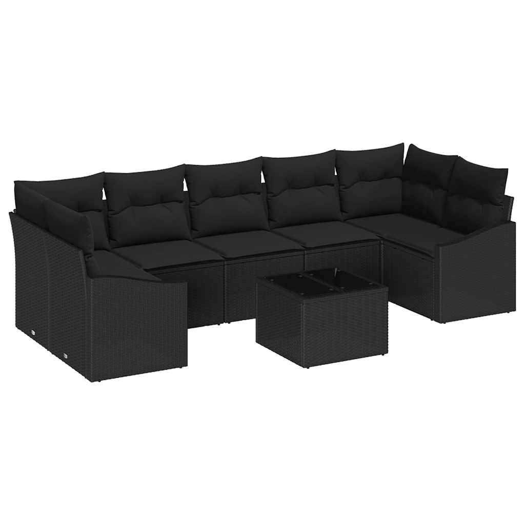 Set di divani con cuscino Nero 55 x 55 x 37 cm polyrattan