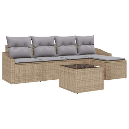 Set di divani con cuscino 6 pcs Beige polyrattan