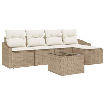 Set di divani con cuscino 6 pcs Beige polyrattan