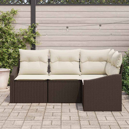 Set di divani con cuscino 4 pcs Marrone polyrattan
