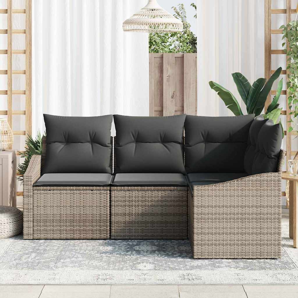 Set di divani con cuscino 4 pcs Grigio polyrattan