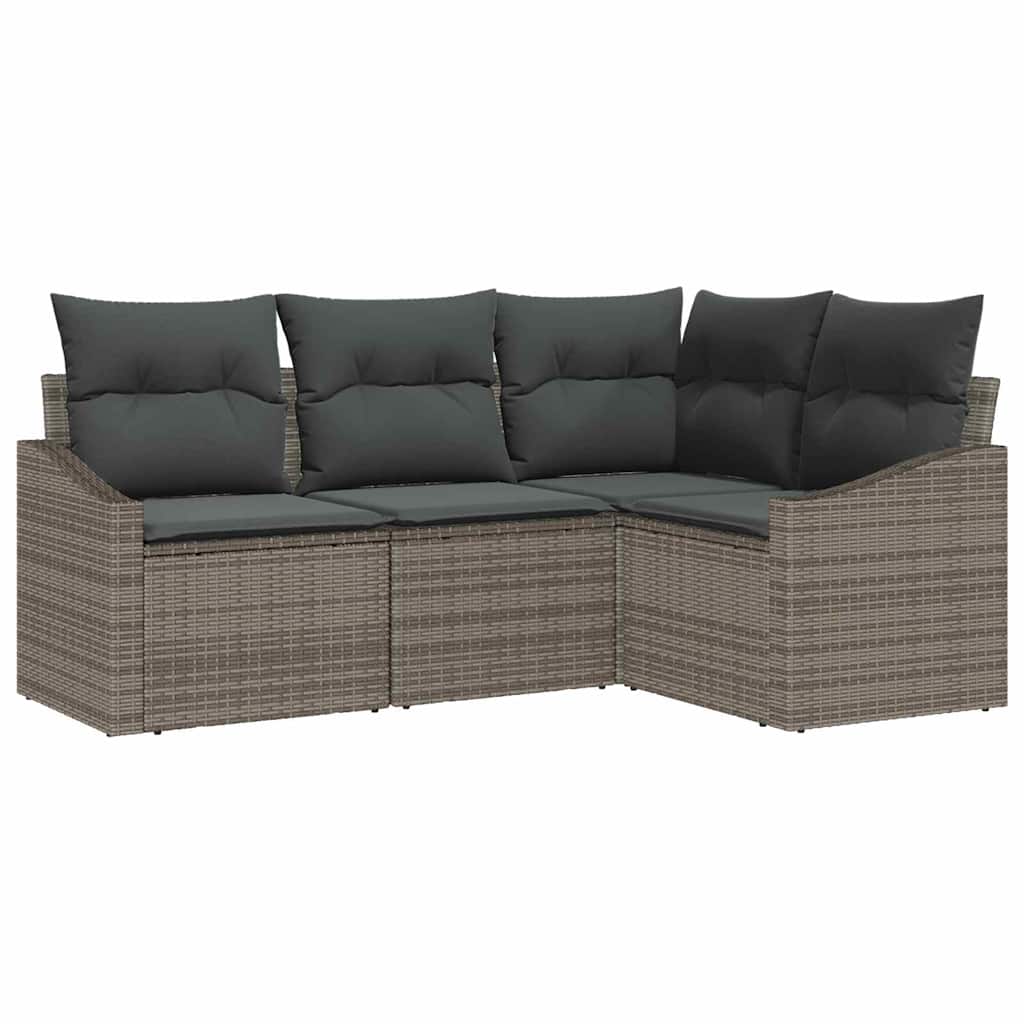 Set di divani con cuscino 4 pcs Grigio polyrattan