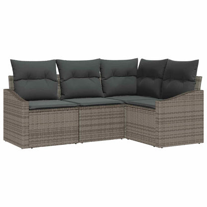Set di divani con cuscino 4 pcs Grigio polyrattan
