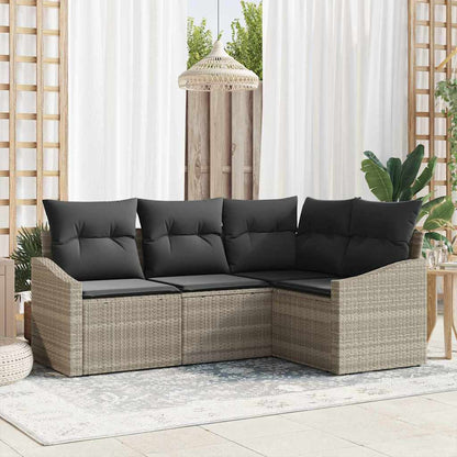 Set di divani con cuscino 4 pcs Grigio chiaro polyrattan