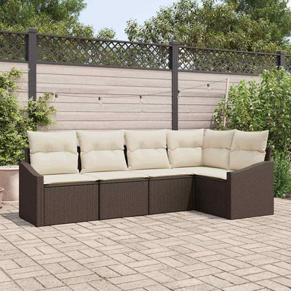 Set di divani con cuscino 5 pcs Marrone polyrattan