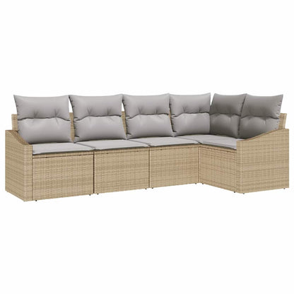 Set di divani con cuscino 5 pcs Beige polyrattan