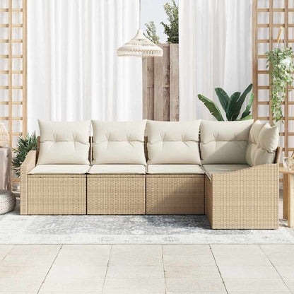 Set di divani con cuscino 5 pcs Beige polyrattan