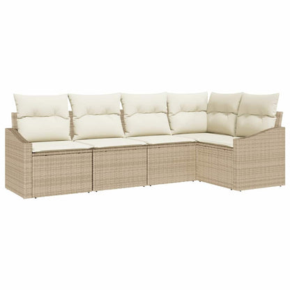 Set di divani con cuscino 5 pcs Beige polyrattan