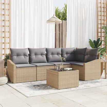 Set di divani con cuscino 6 pcs Beige polyrattan