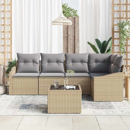 Set di divani con cuscino 6 pcs Beige polyrattan