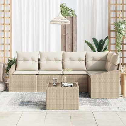 Set di divani con cuscino 6 pcs Beige polyrattan