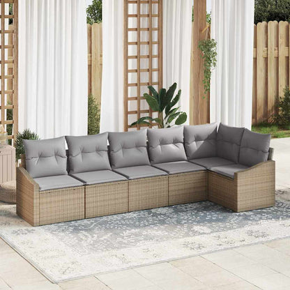 Set di divani con cuscino 6 pcs Beige polyrattan